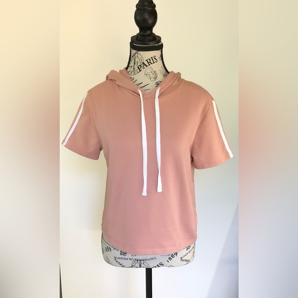 Ambiance Hoodie short sleeves, salmon colour, small